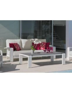 Canapé 3 Places Cordouan En Aluminium Graphite Ou Blanc - Blanc -Cheap Garantia || ESSCHERT DESIGN || Biohort Store canape 3 places cordouan en aluminium blanc ou graphite oceo 2