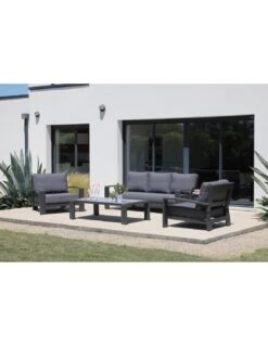 Canapé 3 Places Cordouan En Aluminium Graphite Ou Blanc - Graphite -Cheap Garantia || ESSCHERT DESIGN || Biohort Store canape 3 places cordouan en aluminium blanc ou graphite oceo 6