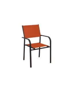 Fauteuil De Jardin Duca Empilable - Aluminium Et Toile - Graphite / Paprika -Cheap Garantia || ESSCHERT DESIGN || Biohort Store fauteuil de jardin duca empilable aluminium et toile 2