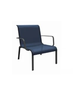 Fauteuil Bas Lounge Cauro En Aluminium - Coloris Au Choix - Graphite / Bleu