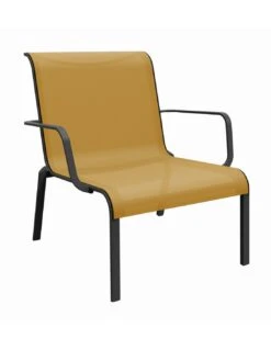 Fauteuil Bas Lounge Cauro En Aluminium - Coloris Au Choix - Graphite / Moutarde
