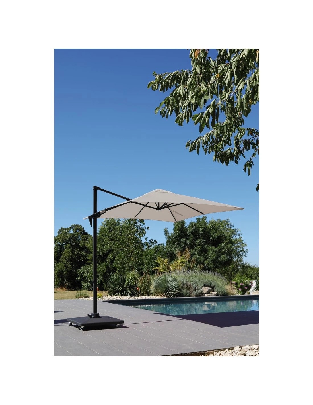 Parasol Déporté Roma 2,5 X 2,5 M - Aluminium Inclinable Et Rotatif - Grey / Ecru 4 Parasol Déporté Roma 2,5 X 2,5 M - Aluminium Inclinable Et Rotatif - Grey / Ecru - Image 2