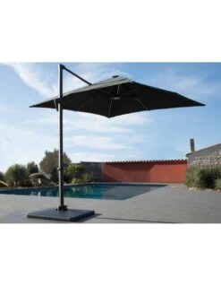 Parasol Déporté Roma 2,7 X 2,7 M LED Inclinable - Grey / Taupe