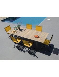 Table Tahaa Extensible 180/240 - Plateau HPL Et Aluminium - Graphite / Wood